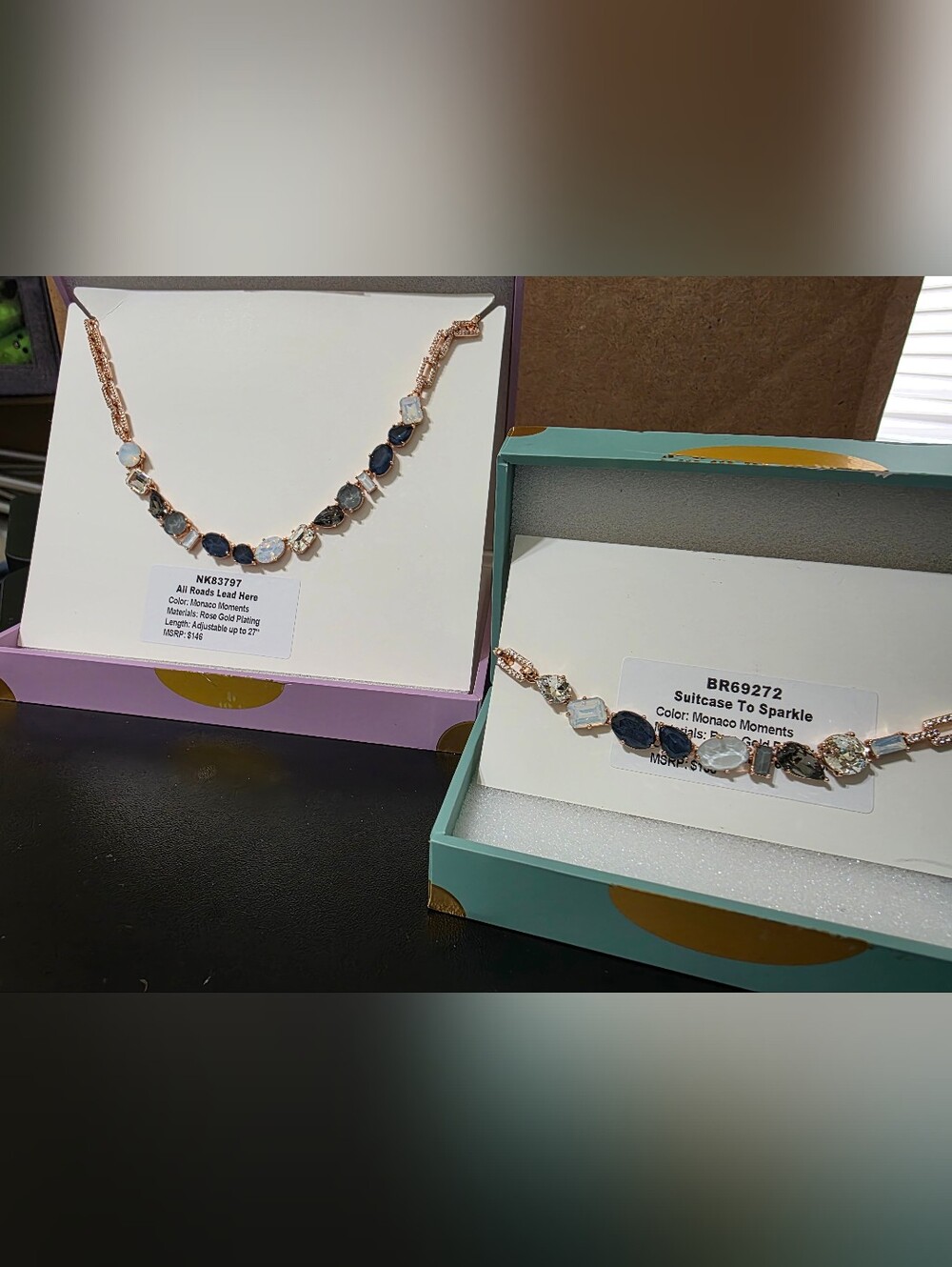Rose Gold Plated Monaco Moments Jewel Candy Necklace & Bracelet Set